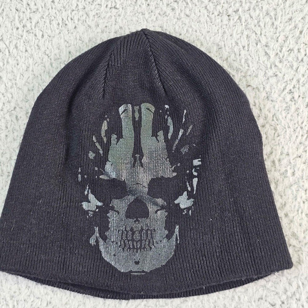 Harley-Davidson Hat Mens One Size Gray Knit Beanie Skull Graphic Biker Logo